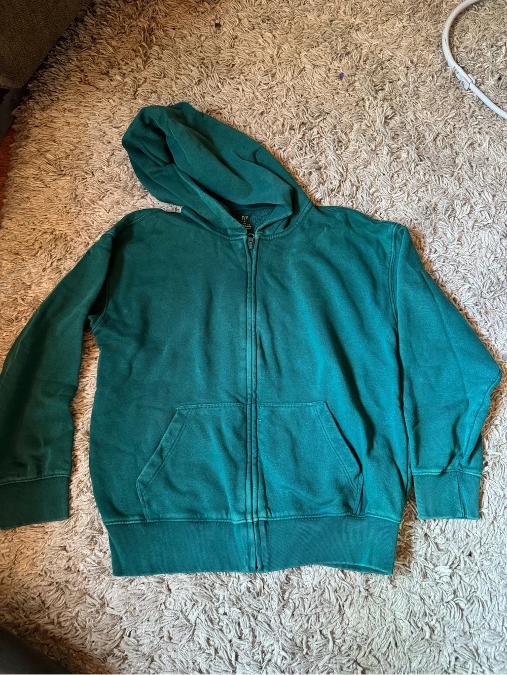 Gap Kids VintageSoft Full Zip Hoodie Size 10 Green Fleece Sweatshirt
